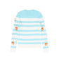 VALENTINA TEAL FLOWER EMBROIDERED STRIPE SWEATER