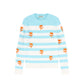 VALENTINA TEAL FLOWER EMBROIDERED STRIPE SWEATER