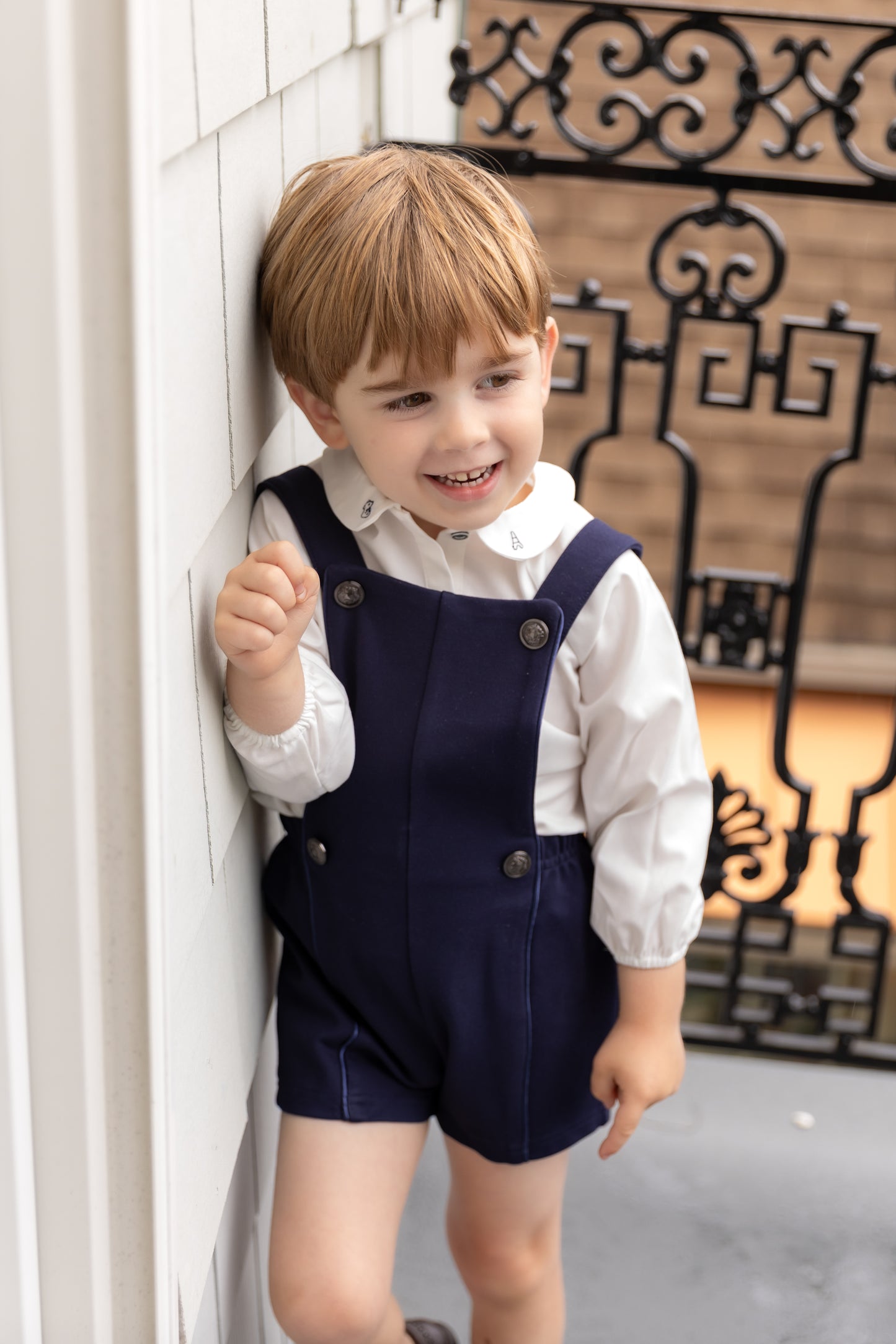 NOUNELLE NAVY DOUBLE BREASTED OVERALLS