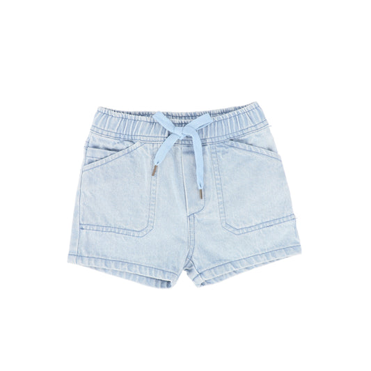 LE BOURDON LIGHT BLUE DENIM POCKET SHORTS