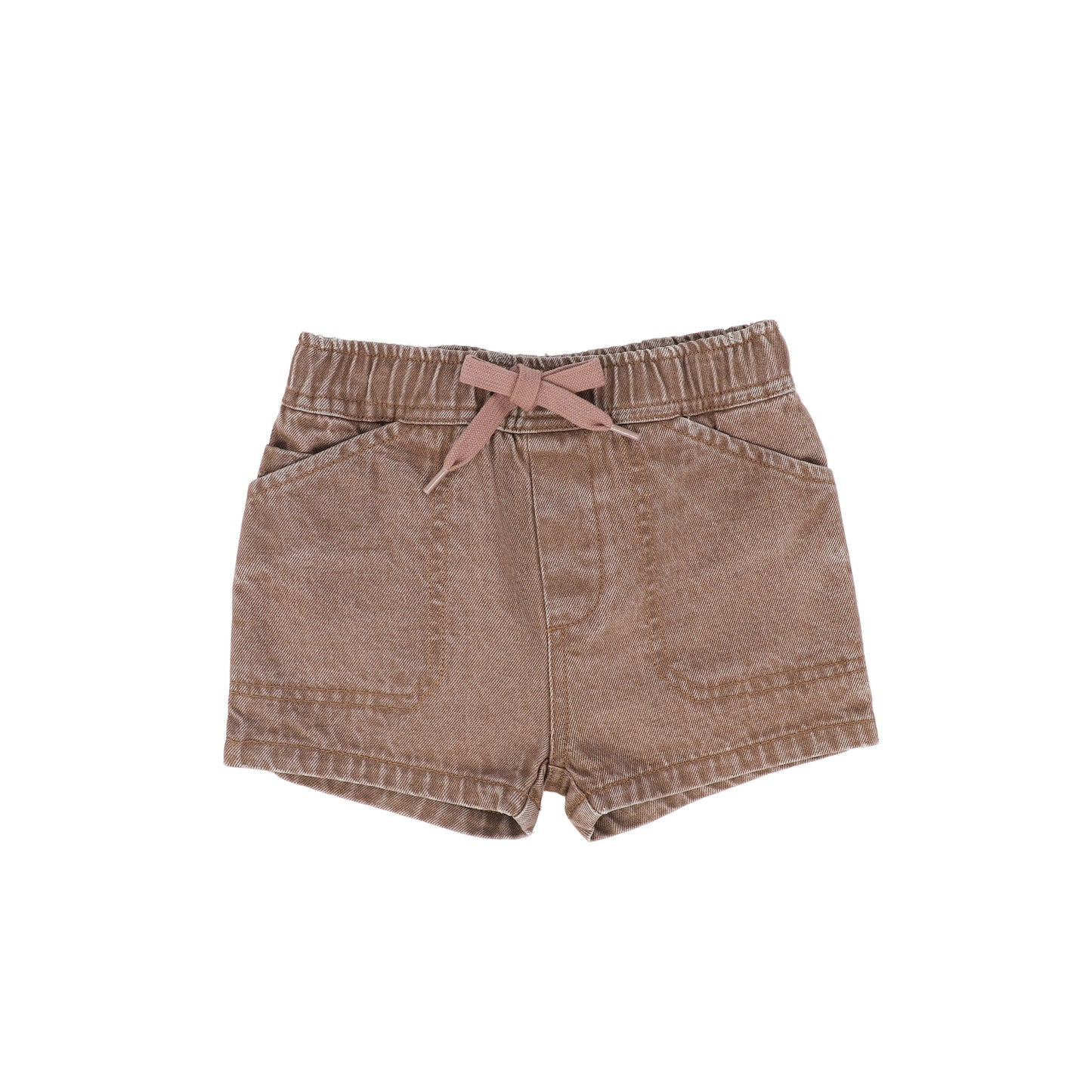 LE BOURDON BROWN DENIM POCKET SHORTS