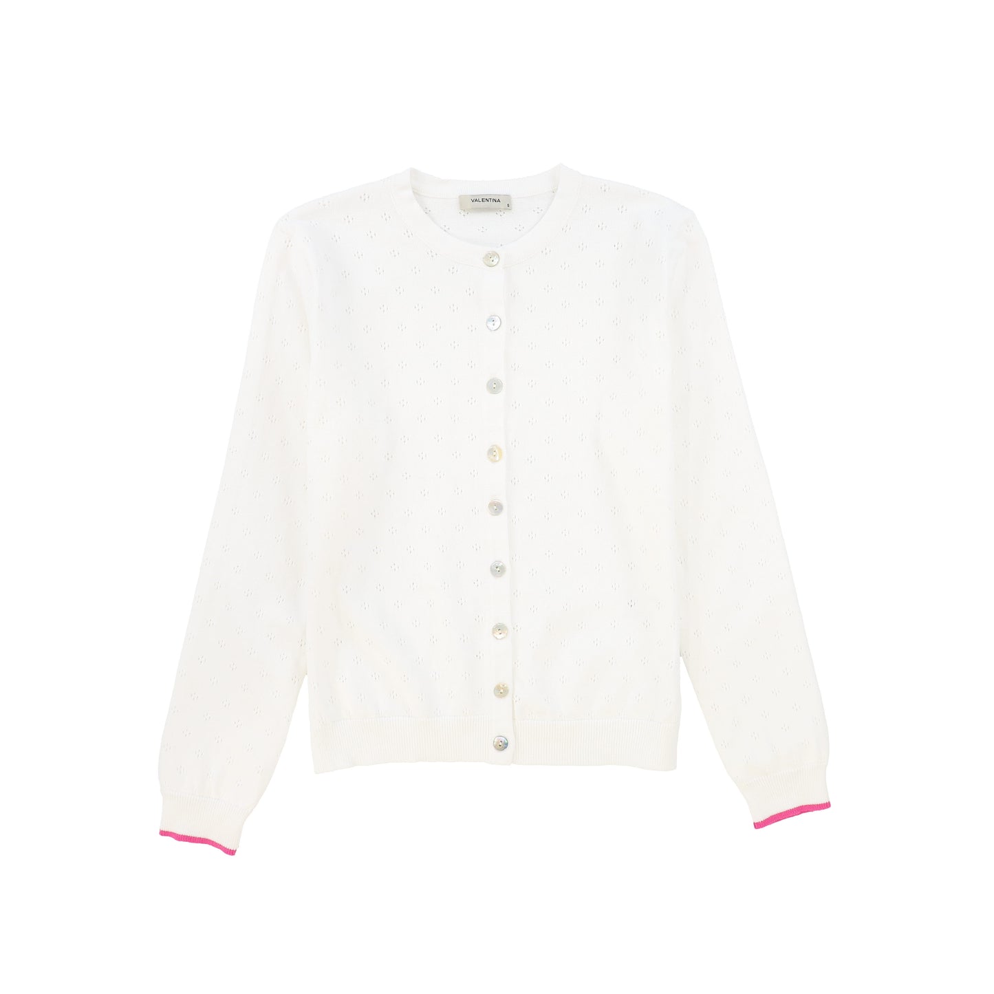VALENTINA WHITE POINTELLE KNIT CARDIGAN