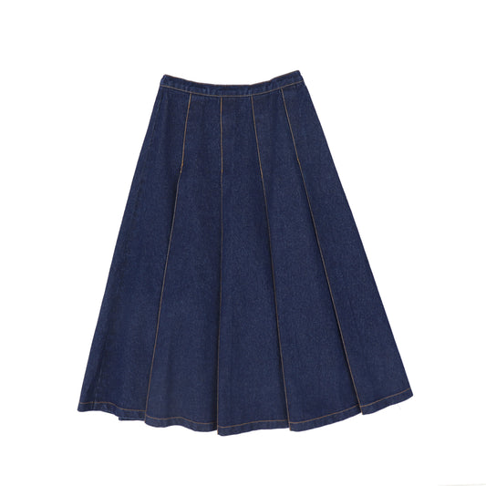 VALENTINA DENIM SEAM PLEAT SKIRT