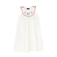 BAMBOO WHITE EMBROIDERED PIPED TRIM JUMPER
