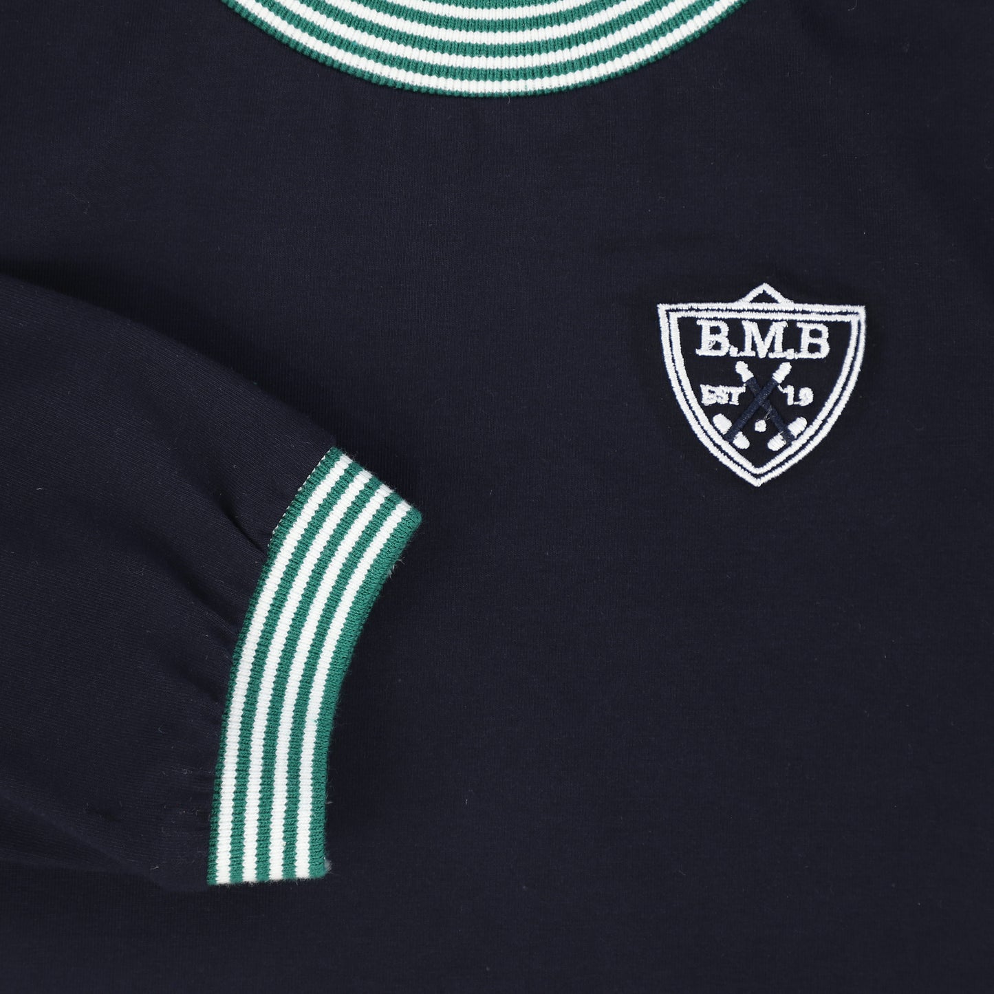 BAMBOO NAVY EMBLEM TRIM T-SHIRT