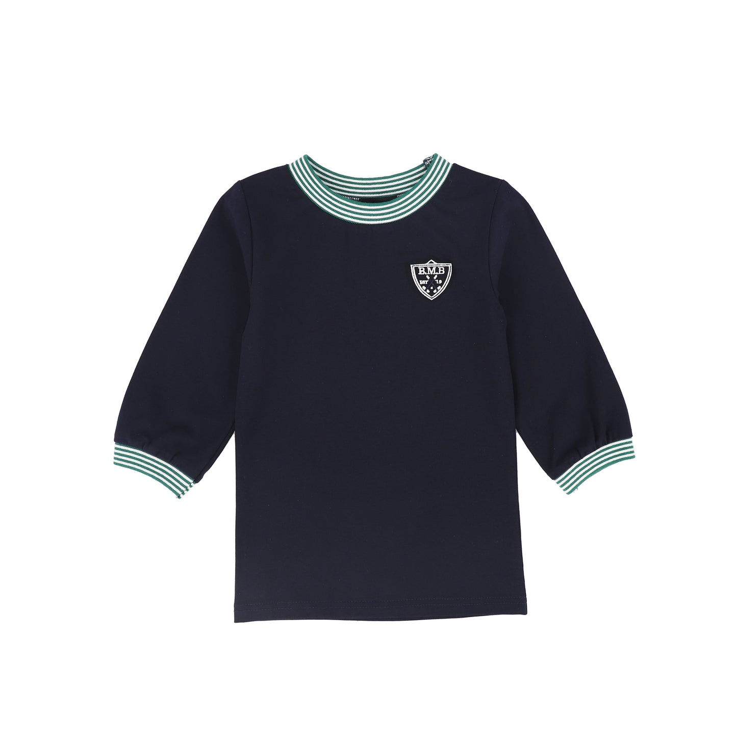 BAMBOO NAVY EMBLEM TRIM T-SHIRT