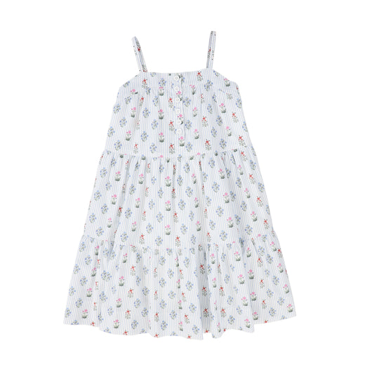 BAMBOO LIGHT BLUE STRIPE FLORAL BUNCH TIERED JUMPER