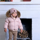 DENALI PETAL PINK FUR TRIM PUFFER COAT