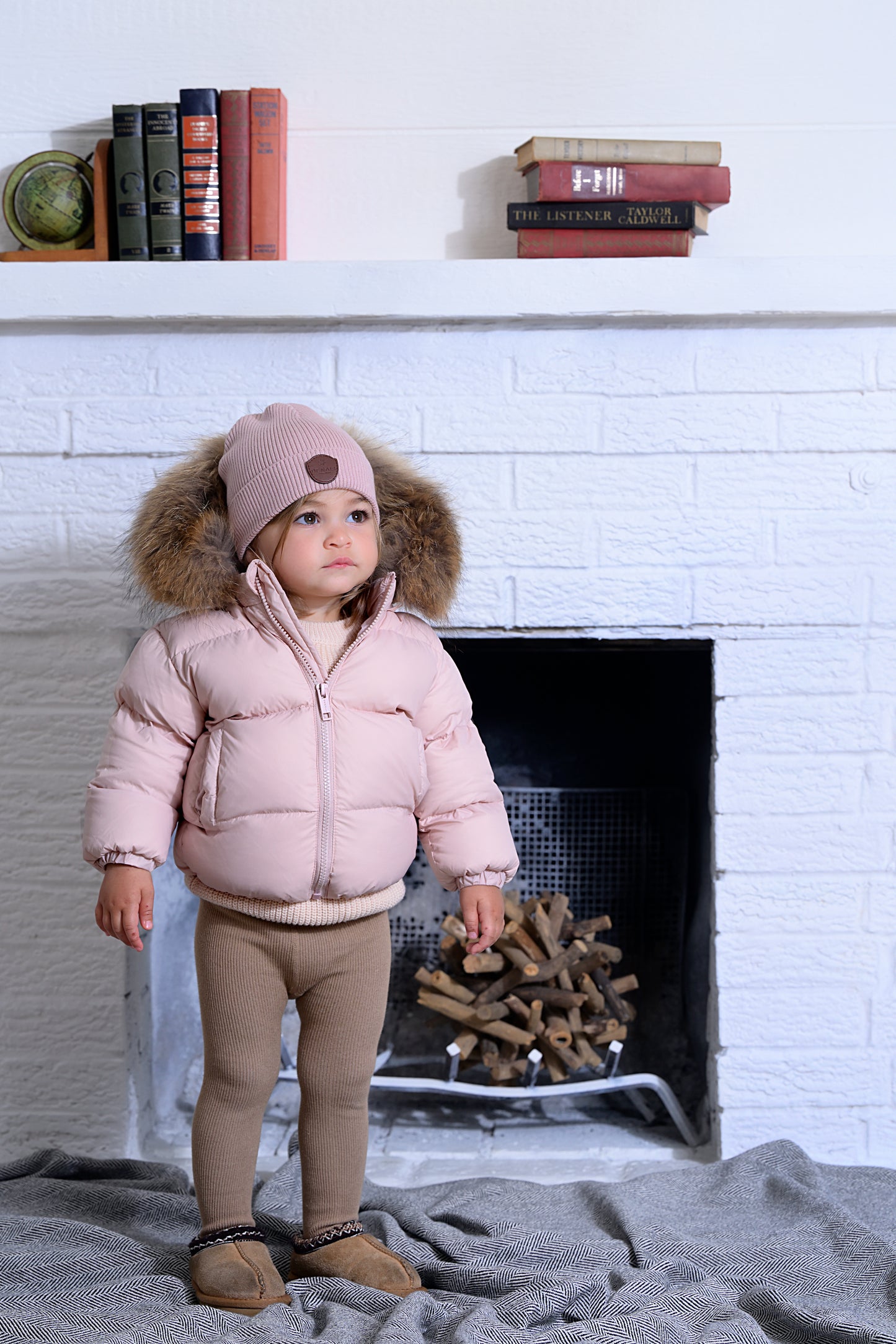 DENALI PETAL PINK FUR TRIM PUFFER COAT