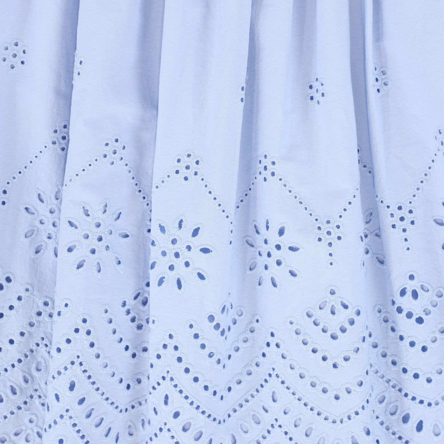 VALENTINA LIGHT BLUE EYELET DETAIL MIDI SKIRT