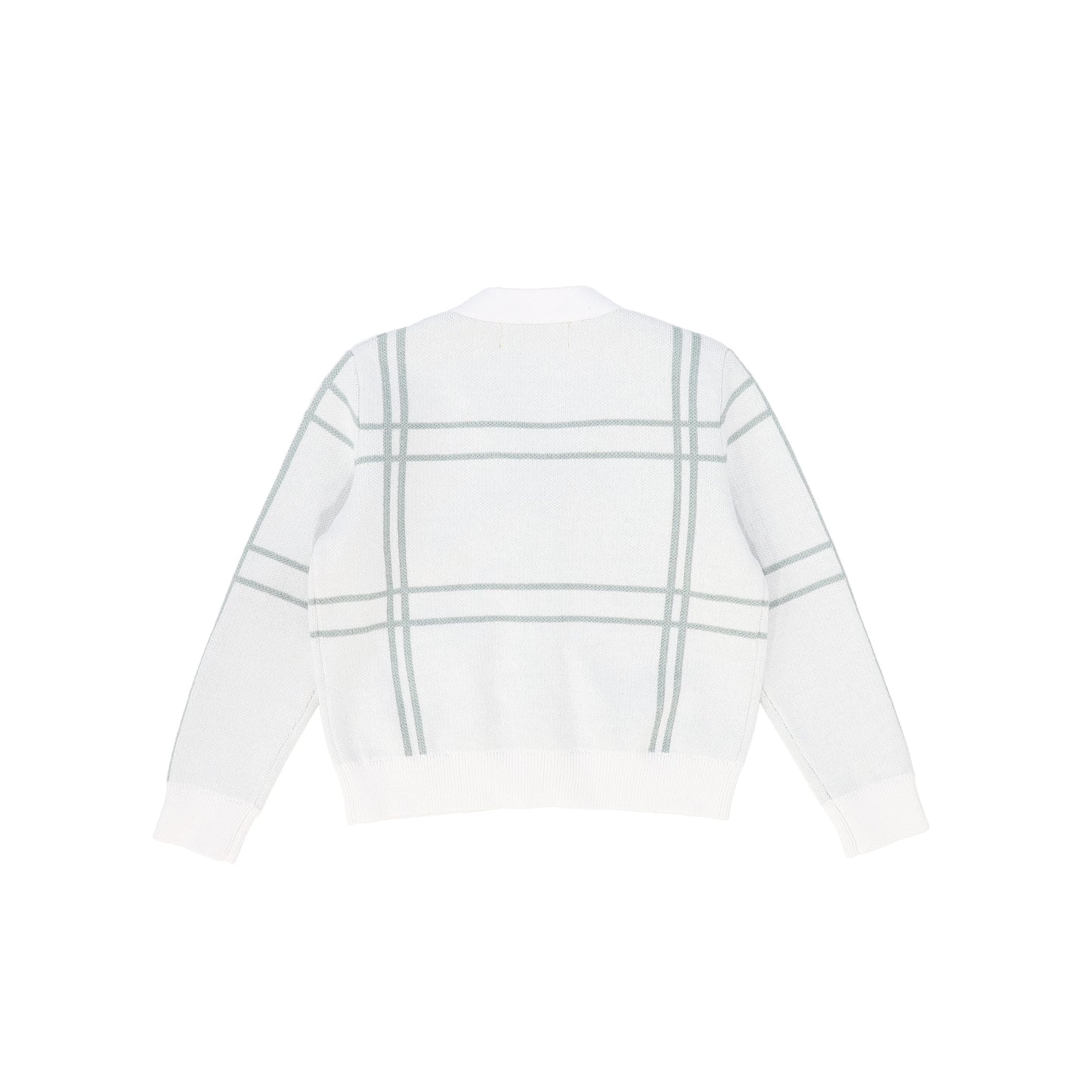 LE BOURDON GREEN KNIT WINDOWPANE BUTTON CARDIGAN