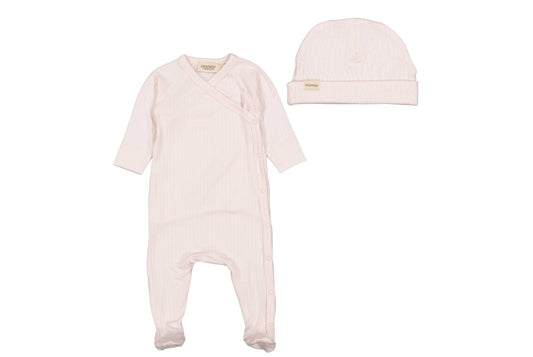 MARMAR COPENHAGEN LIGHT PINK RIBBED FOOTIE + BEANIE