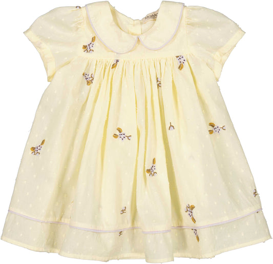 MARMAR COPENHAGEN PALE YELLOW EMBROIDERED COLLAR DRESS