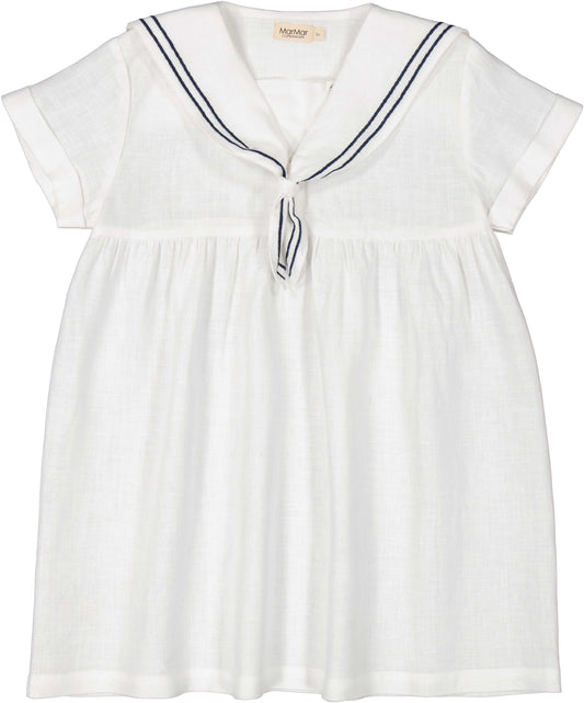 MARMAR COPENHAGEN WHITE LINEN SAILOR COLLAR DRESS