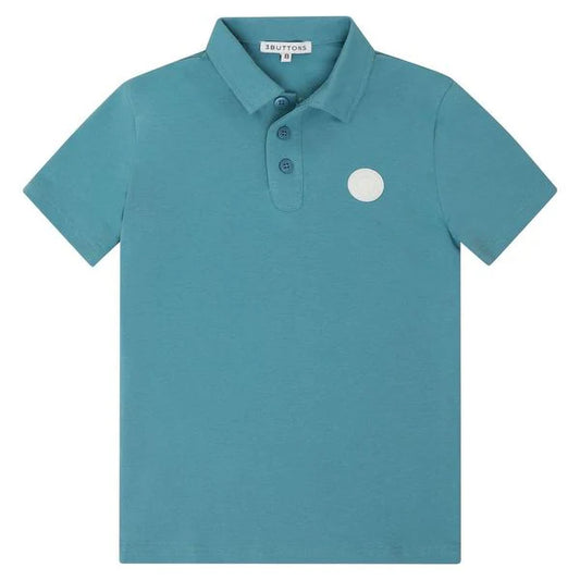 3 BUTTONS OCEAN BLUE LOGO POLO