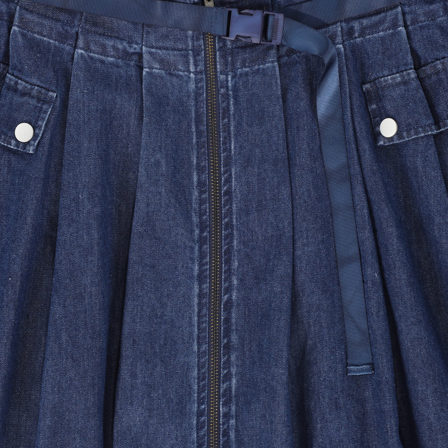 VALENTINA BLUE DENIM CARGO POCKET PLEAT SKIRT [FINAL SALE]