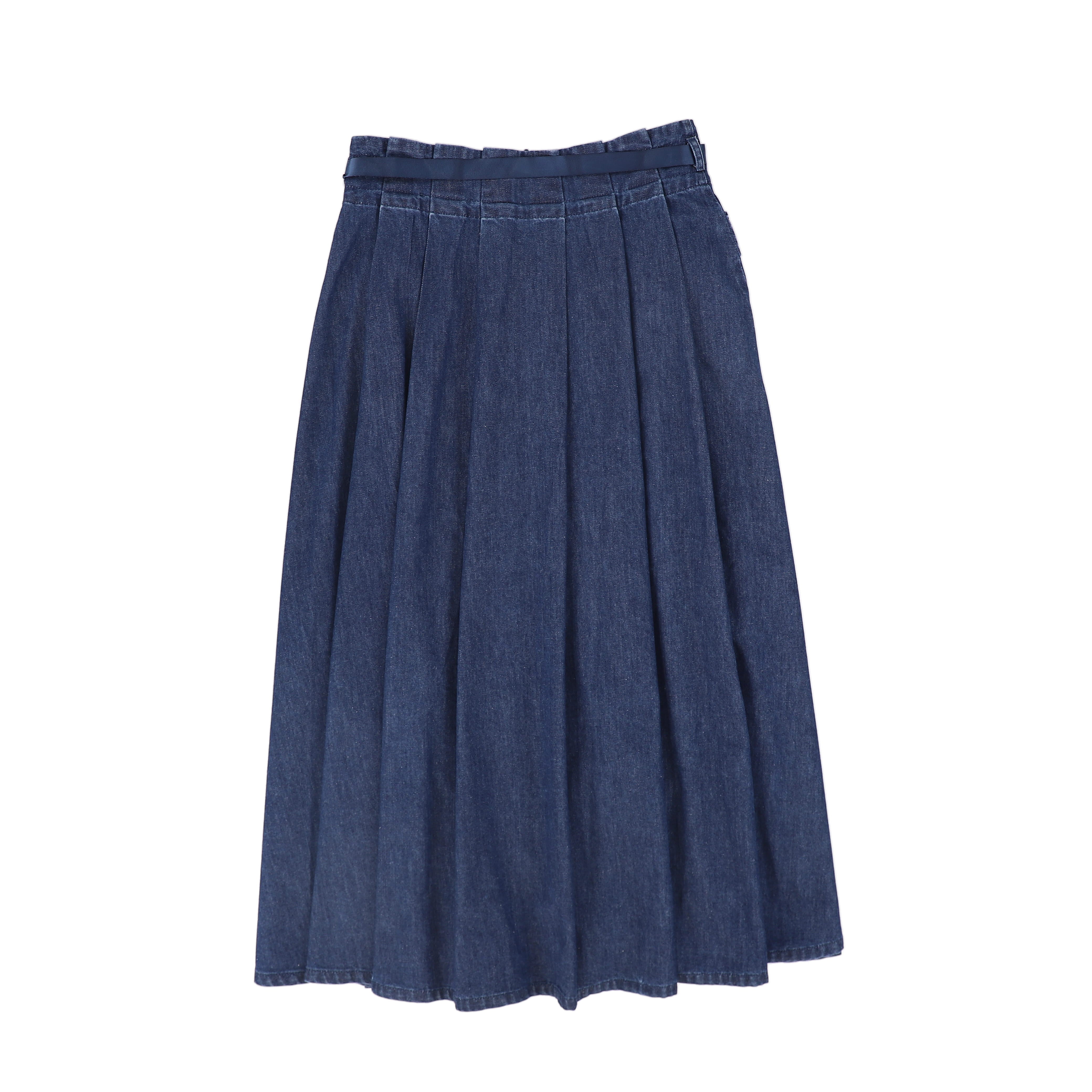 VALENTINA BLUE DENIM CARGO POCKET PLEAT SKIRT [FINAL SALE] – Luibelle