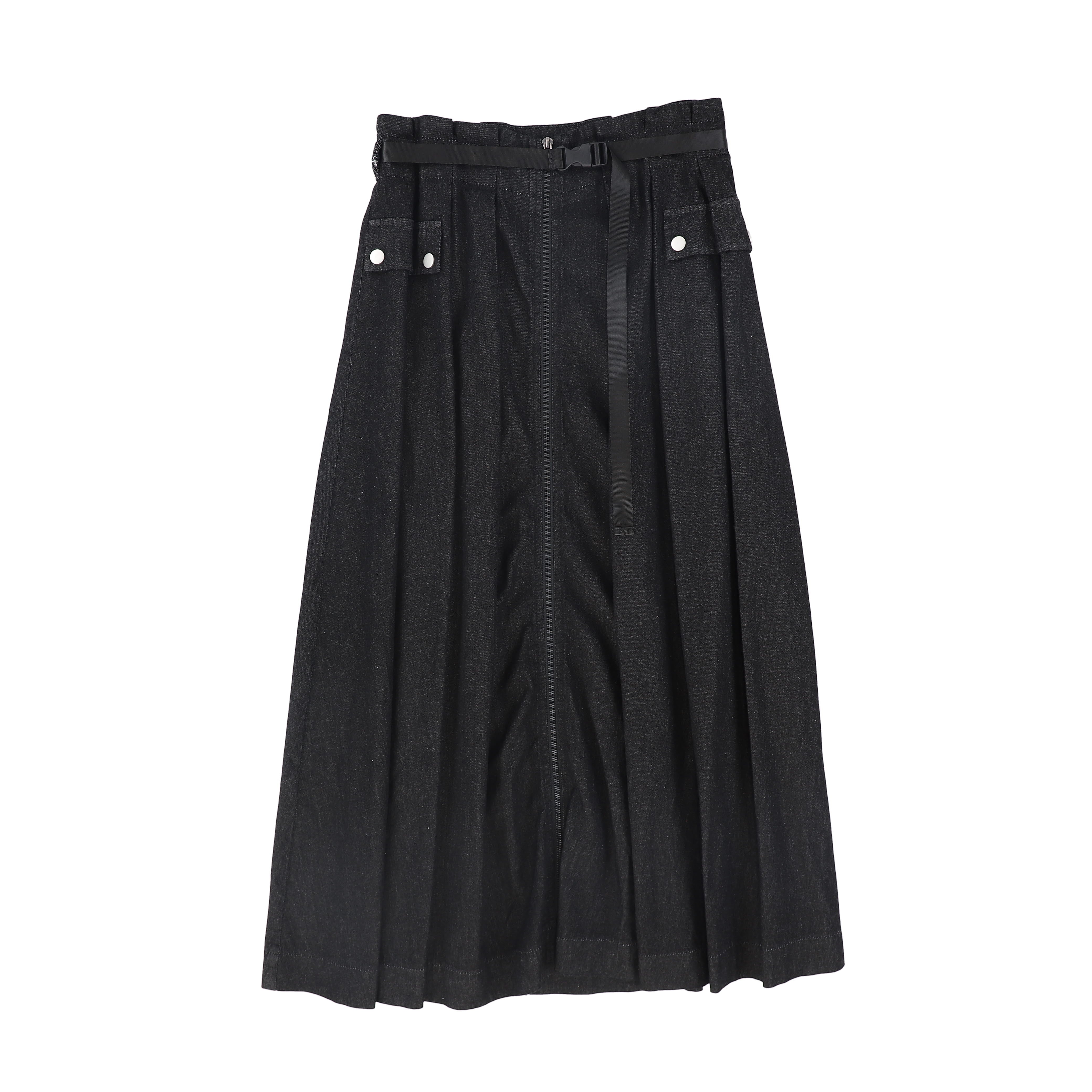 VALENTINA BLACK DENIM CARGO POCKET PLEAT SKIRT [FINAL SALE] – Luibelle