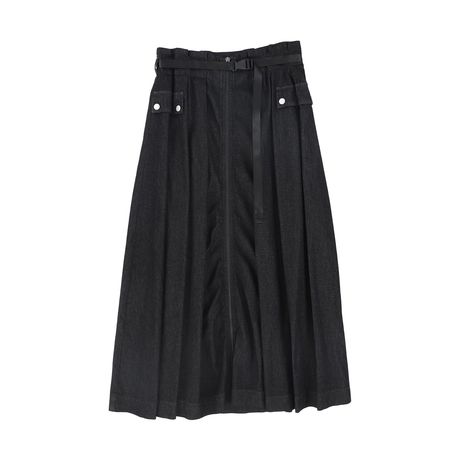 VALENTINA BLACK DENIM CARGO POCKET PLEAT SKIRT