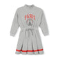 PHIL AND PHOEBE GREY PARIS STRIPED TRIM SWEATSHIRT DRESS