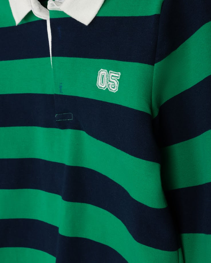 DUKE AND PORT GREEN WIDE STRIPE POLO
