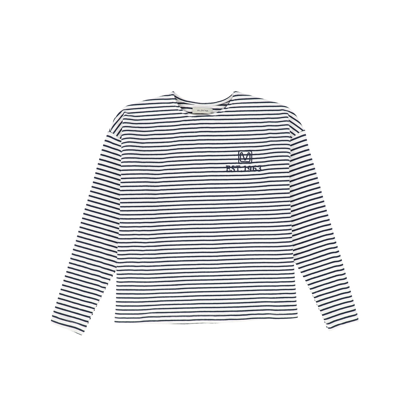 VALENTINA NAVY STRIPED LOGO T-SHIRT [FINAL SALE]