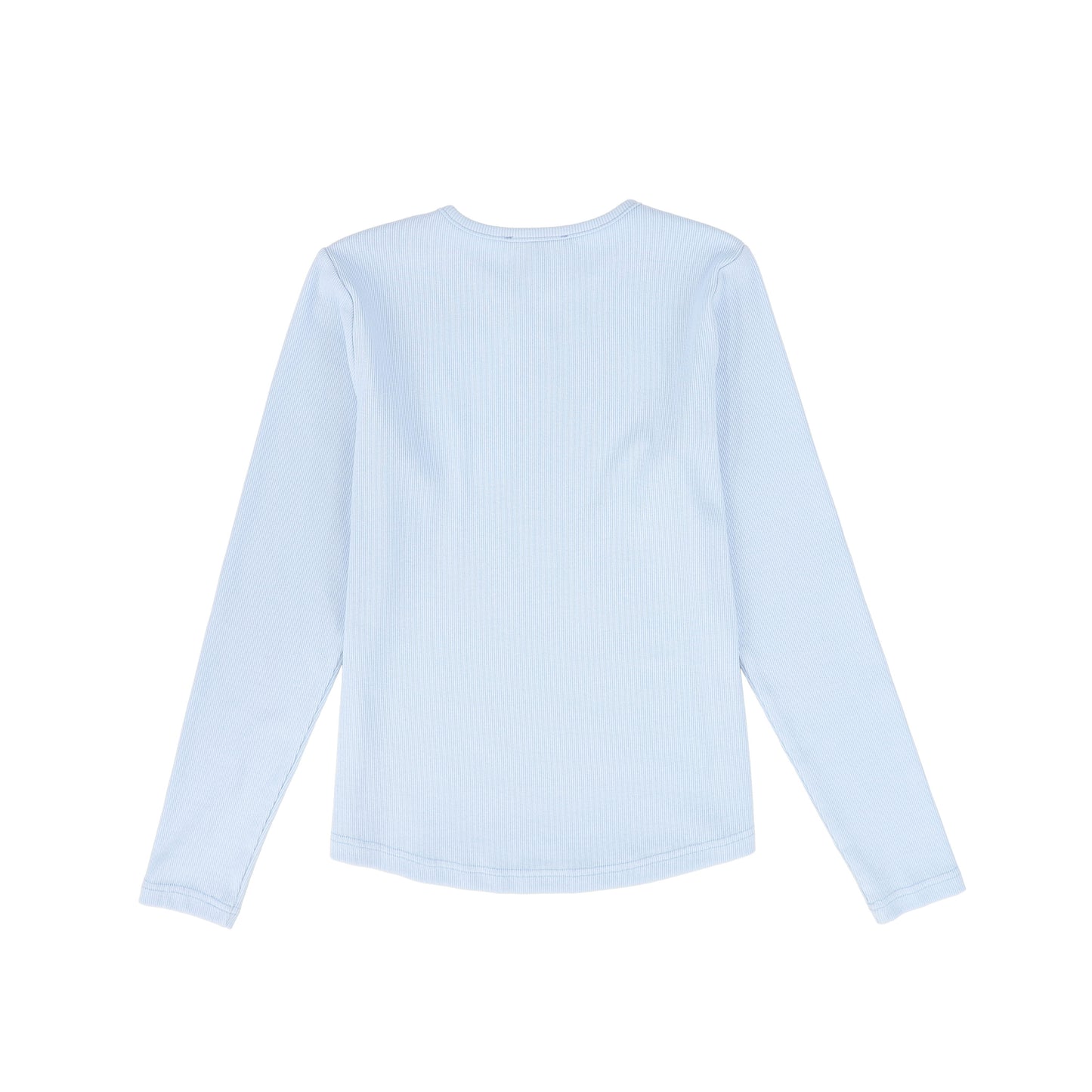 VALENTINA LIGHT BLUE RIBBED LOGO PATCH T-SHIRT