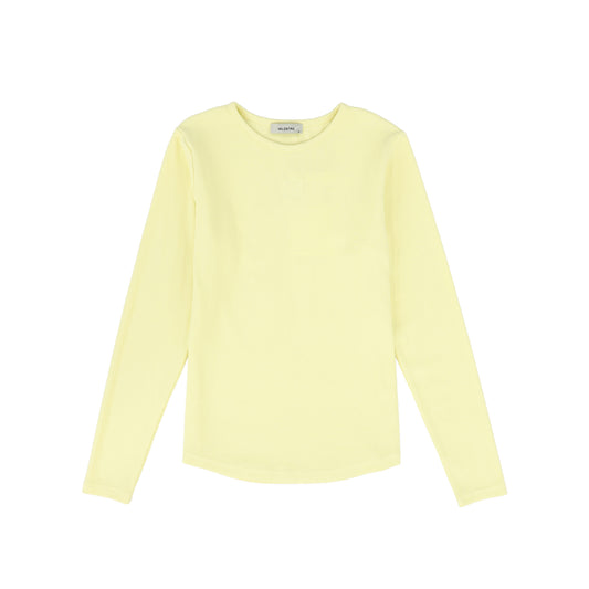 VALENTINA YELLOW RIBBED LOGO PATCH T-SHIRT