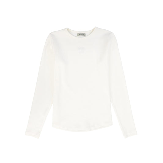 VALENTINA WHITE RIBBED LOGO PATCH T-SHIRT