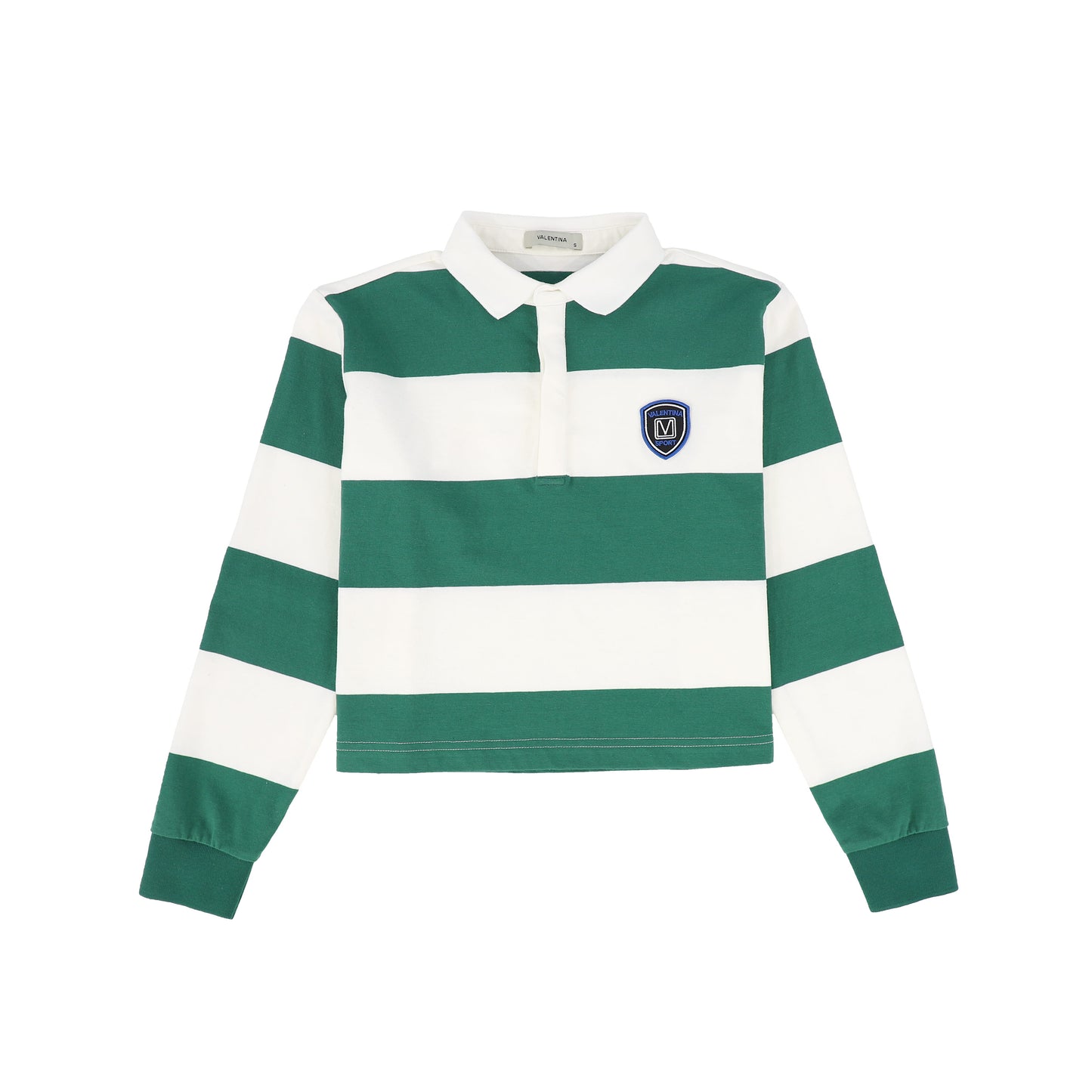 VALENTINA GREEN WIDE STRIPE CREST POLO