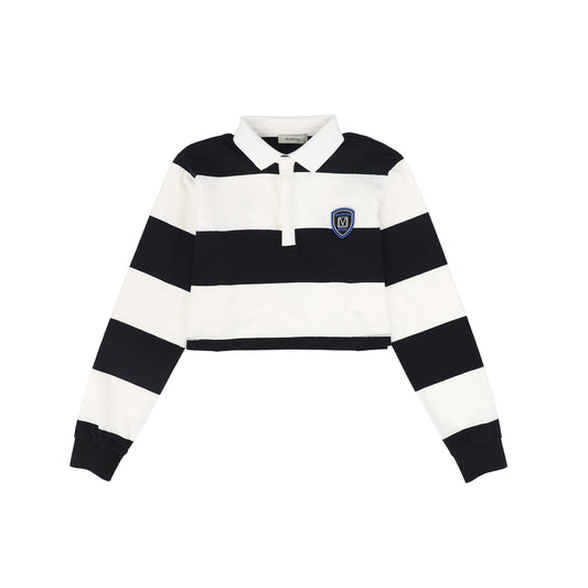 VALENTINA BLACK/WHITE WIDE STRIPE CREST POLO