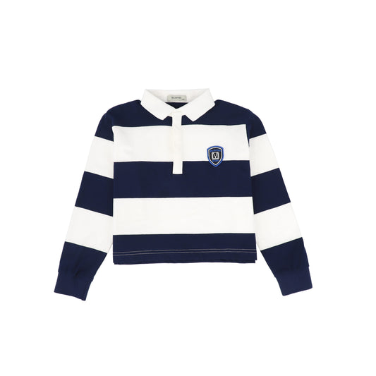VALENTINA NAVY/WHITE WIDE STRIPE CREST POLO