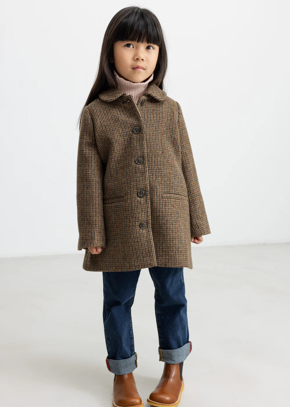 MARMAR COPENHAGEN BROWN HOUNDSTOOTH GIRLS JACKET