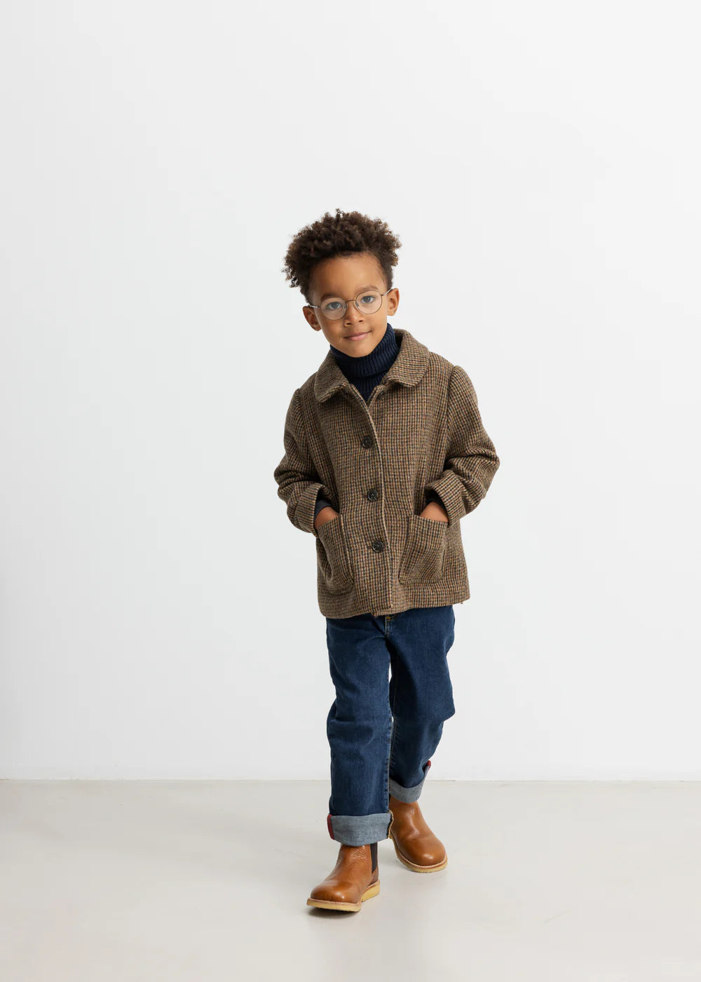 MARMAR COPENHAGEN BROWN HOUNDSTOOTH BOYS JACKET