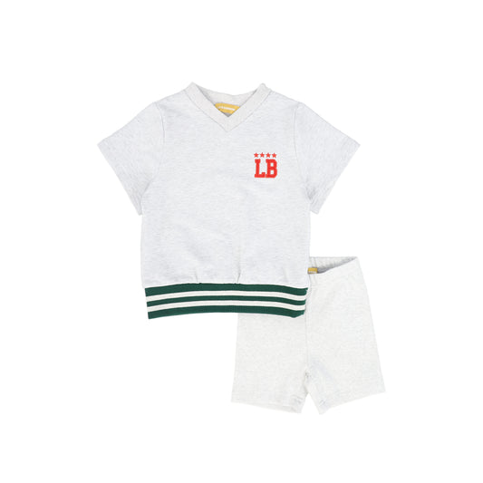 LE BOURDON GREY VARSITY TRIM LOGO SWEATSHIRT SET