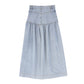 BAMBOO BLUE WASH DENIM DROP WAIST FRILL MAXI SKIRT