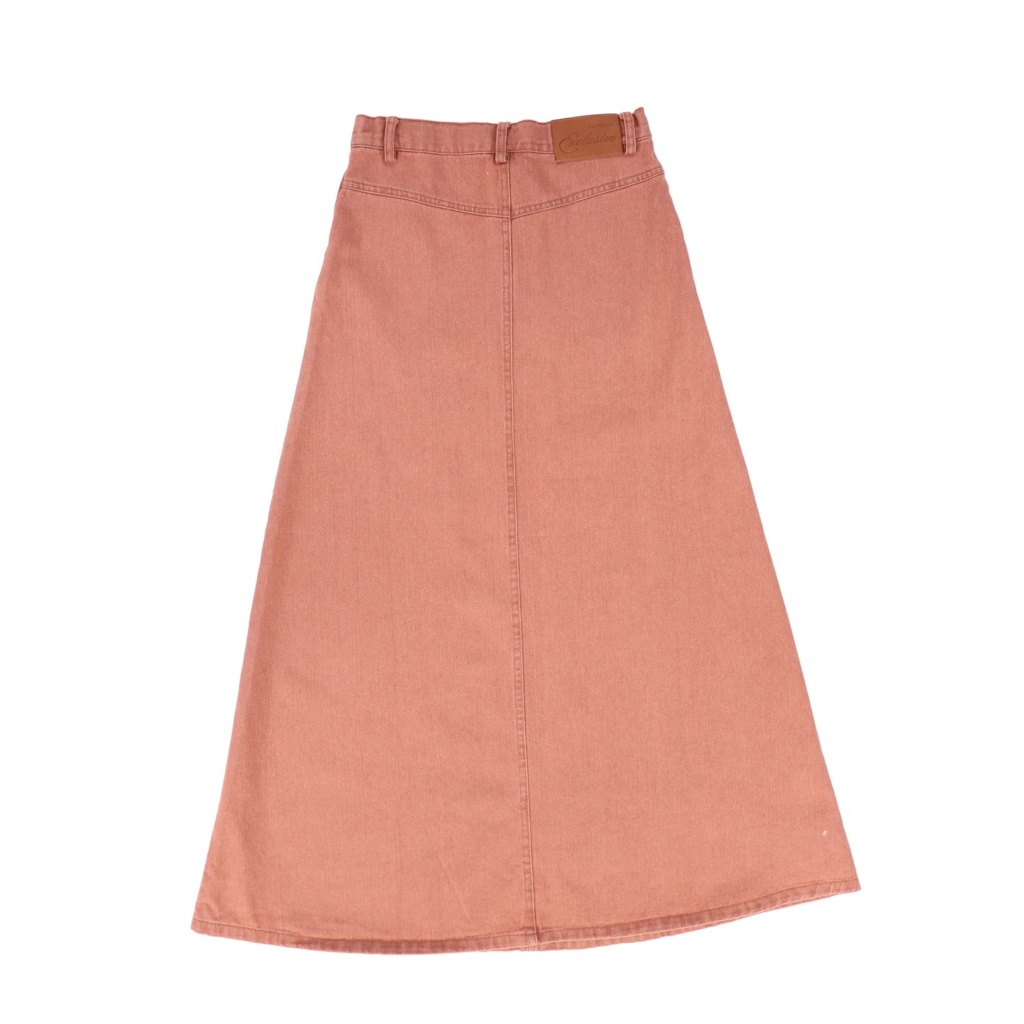 BAMBOO MAUVE DENIM SIDE POCKET MAXI SKIRT