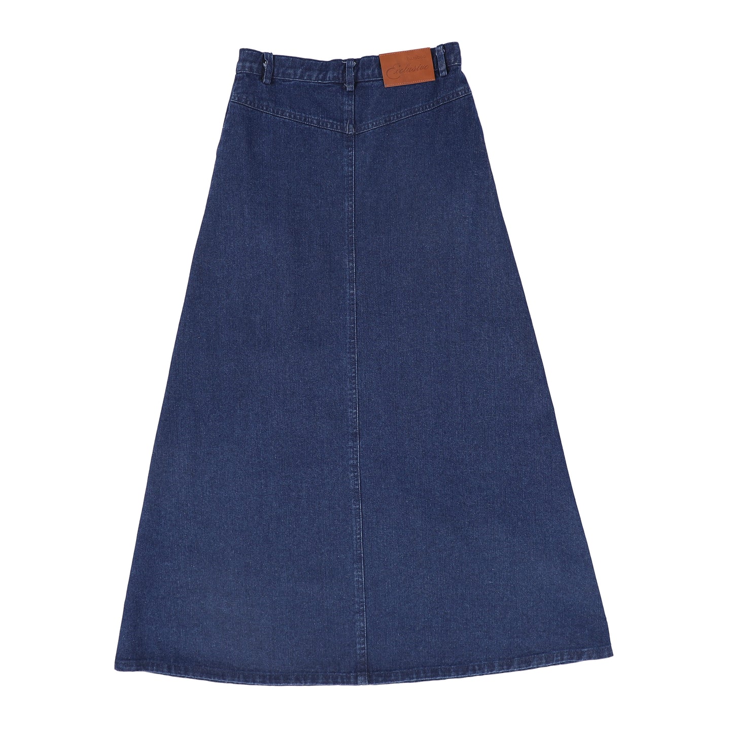 BAMBOO MID BLUE DENIM SIDE POCKET MAXI SKIRT
