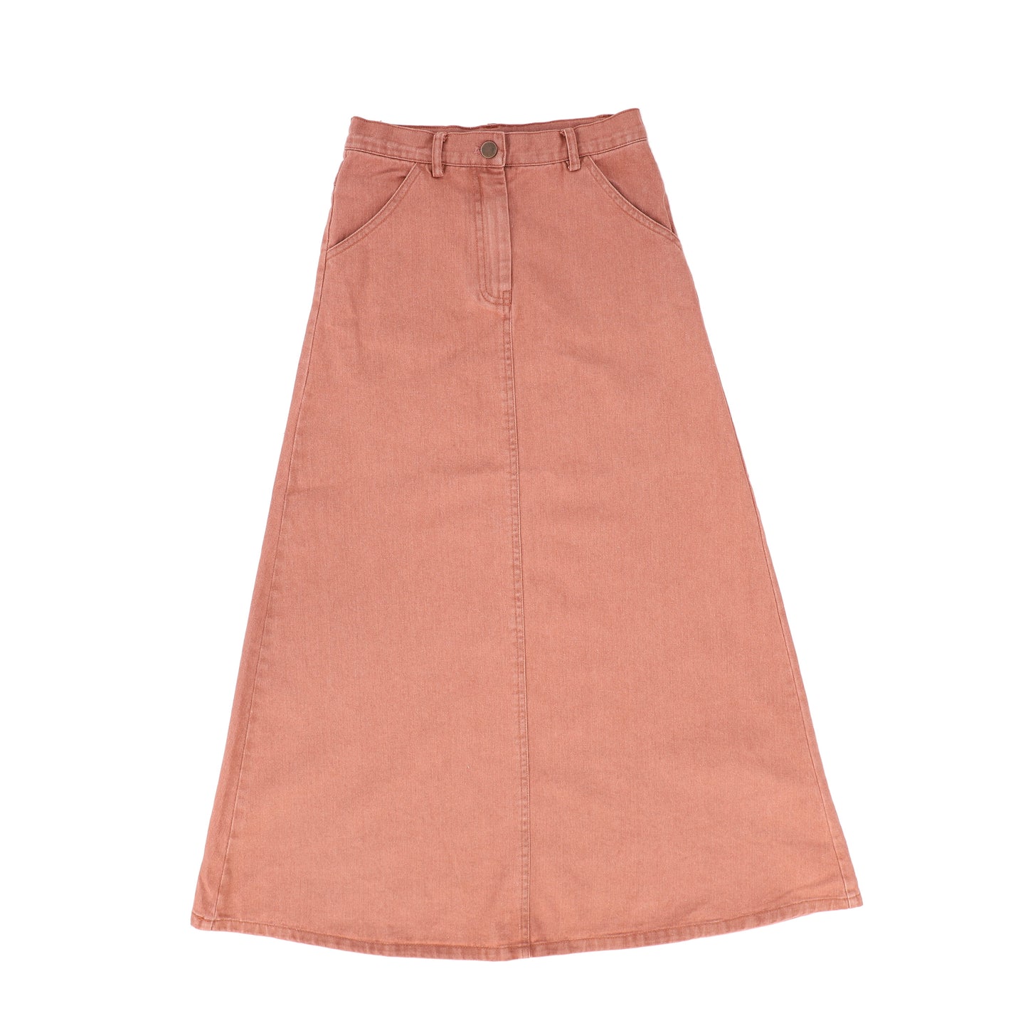 BAMBOO MAUVE DENIM SIDE POCKET MAXI SKIRT