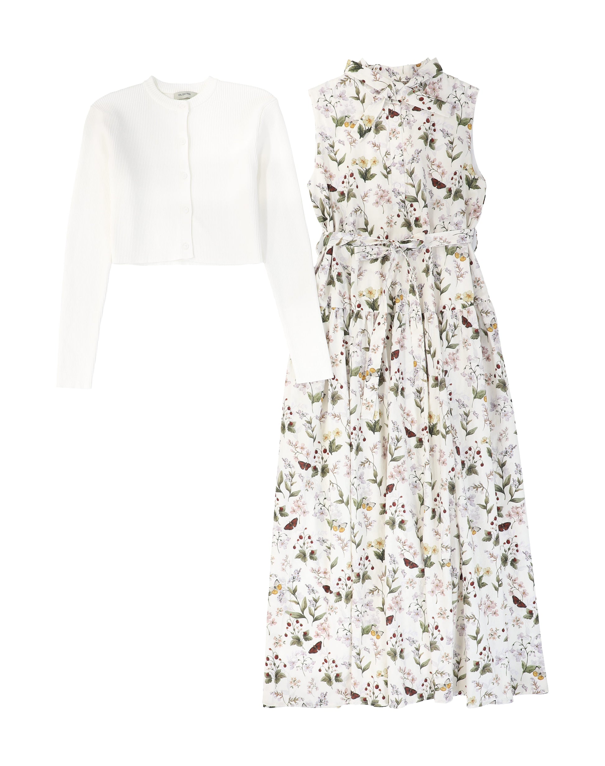 v neck floral drop waist dress VALENTINA FLORAL GARDEN DROP WAIST DRESS SET [FINAL SALE] – Luibelle