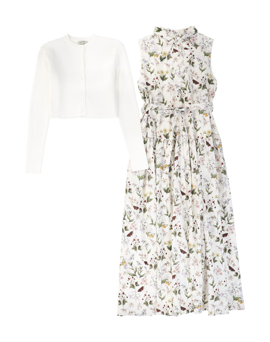 VALENTINA FLORAL GARDEN DROP WAIST DRESS SET