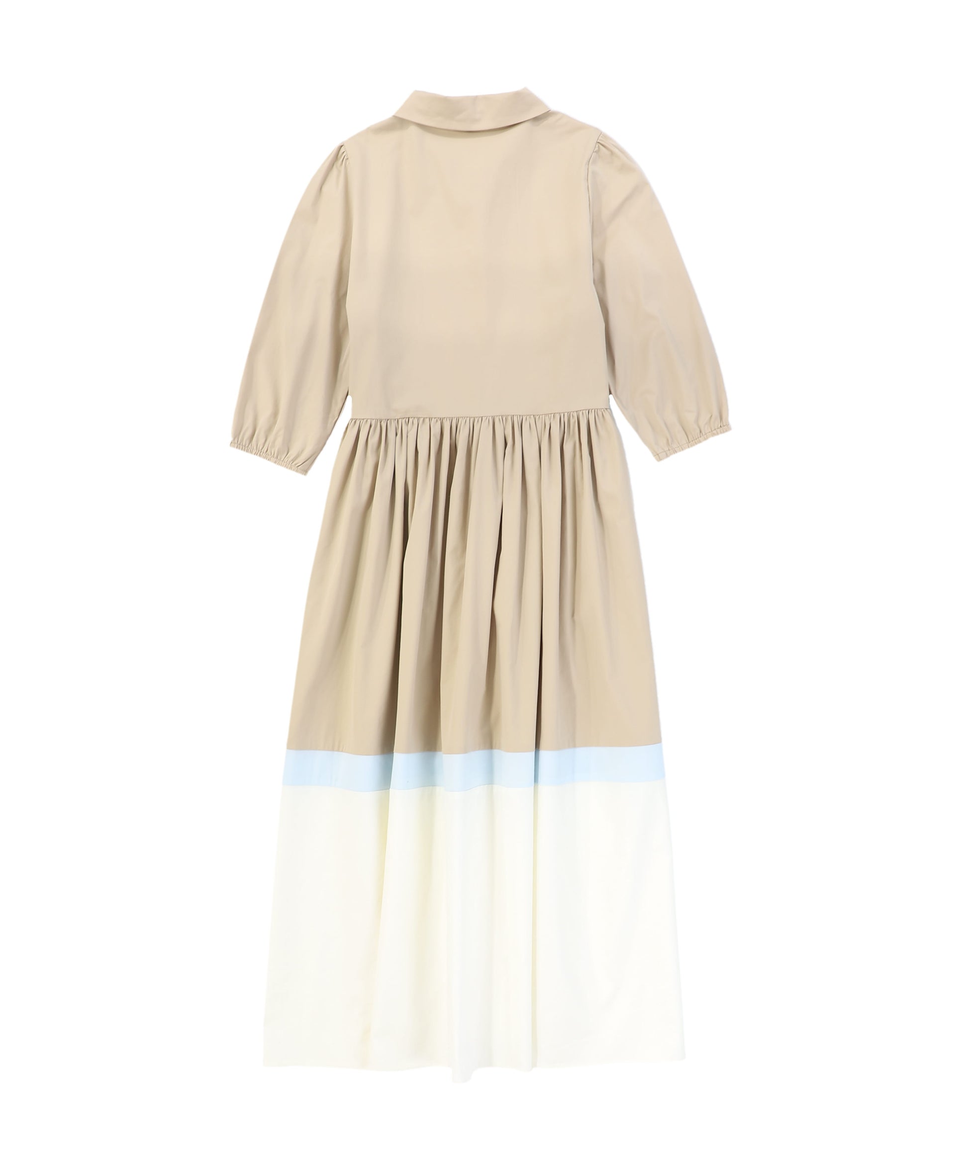 bamboo midi dress Tan Gathered Collar Midi Dress