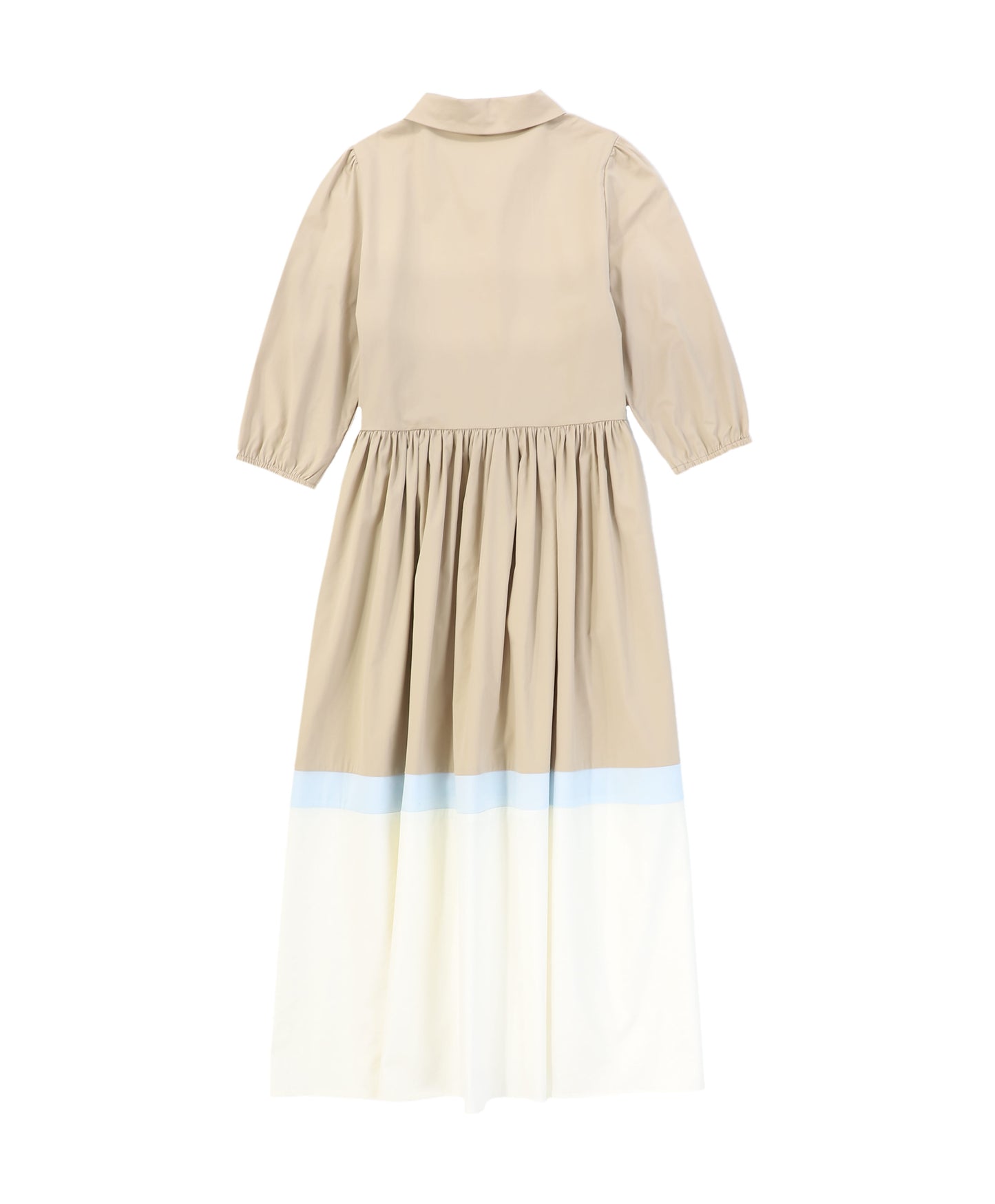 BAMBOO TAN GATHERED COLLAR MIDI DRESS [FINAL SALE]