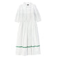 BAMBOO WHITE GATHERED COLLAR MIDI DRESS