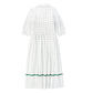 BAMBOO WHITE GATHERED COLLAR MIDI DRESS
