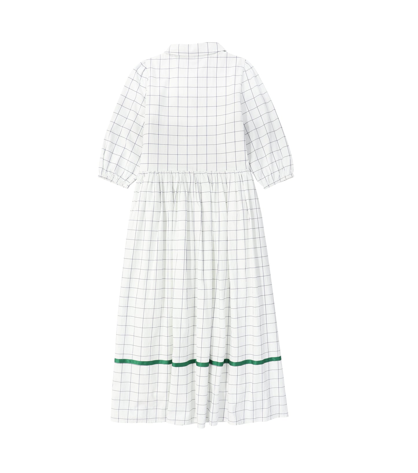 BAMBOO WHITE GATHERED COLLAR MIDI DRESS