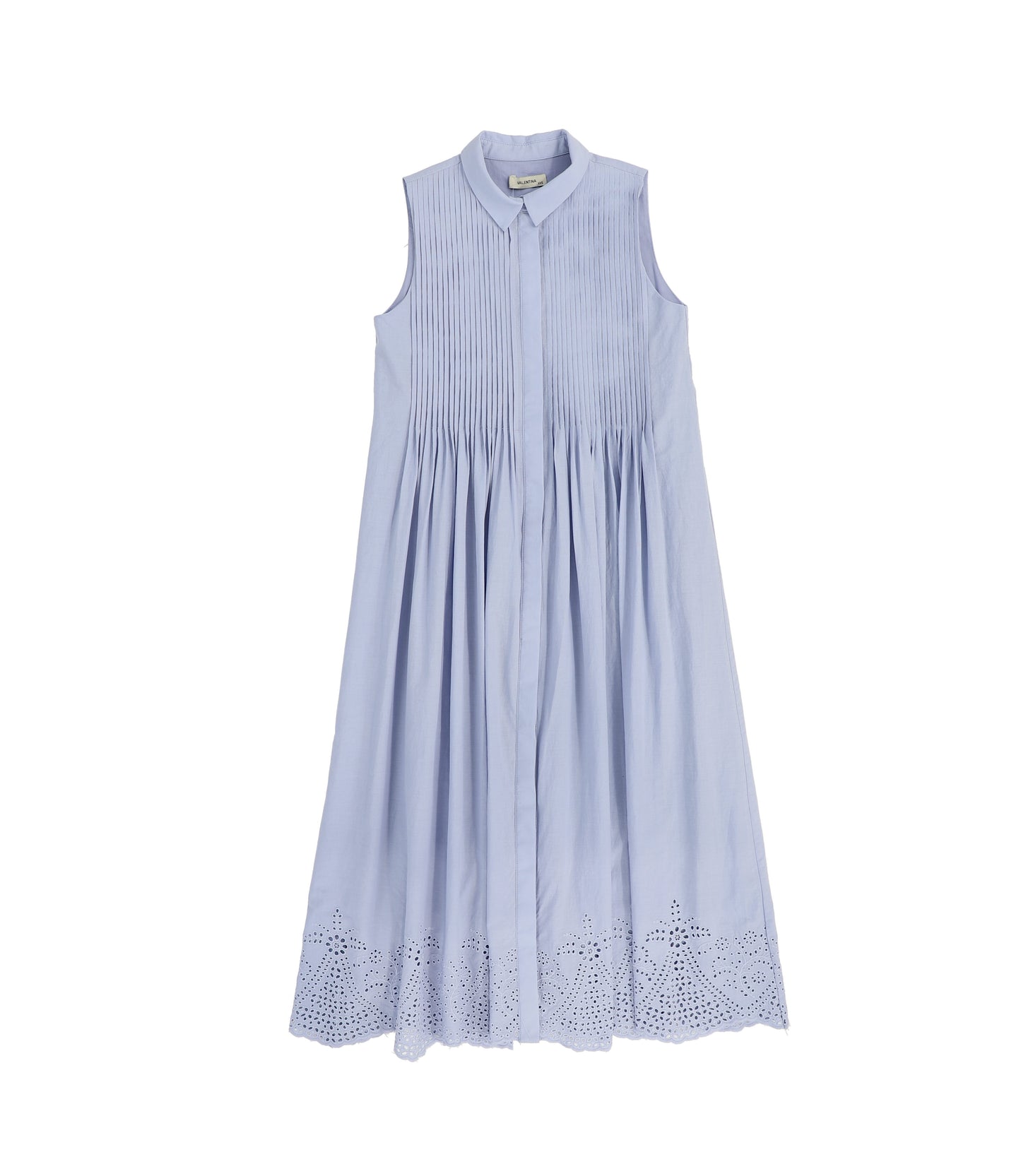 VALENTINA DUSTY BLUE EYELET PLEAT JUMPER