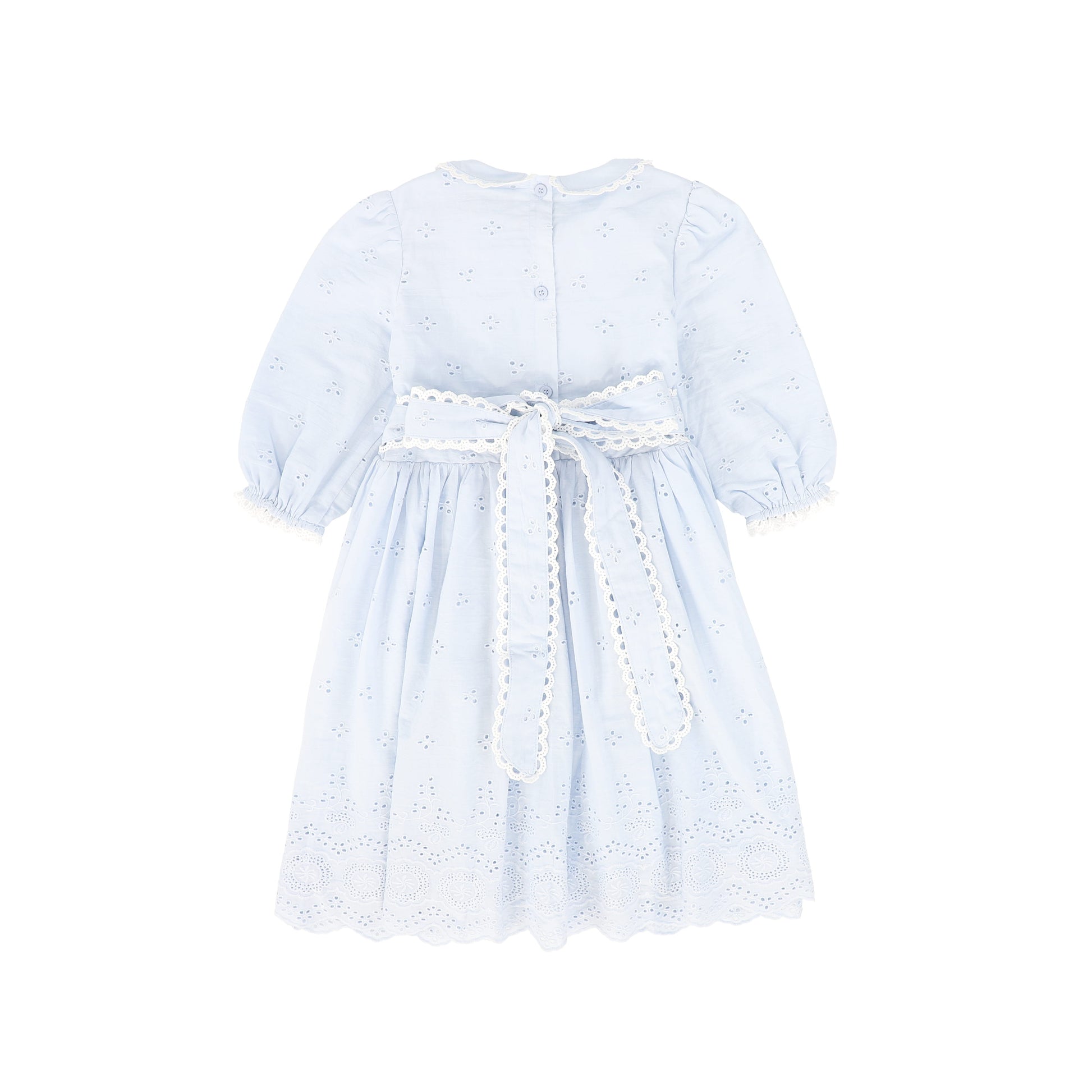 One Child Light Blue Avery Eyelet Lace Trim Dress 5 / Light Blue One Child Light Blue Avery Eyelet Lace Trim Dress 5 / Light Blue