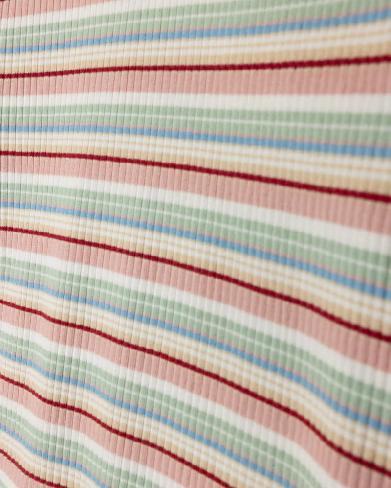 VIBE RED MULTI STRIPED RIBBED T-SHIRT