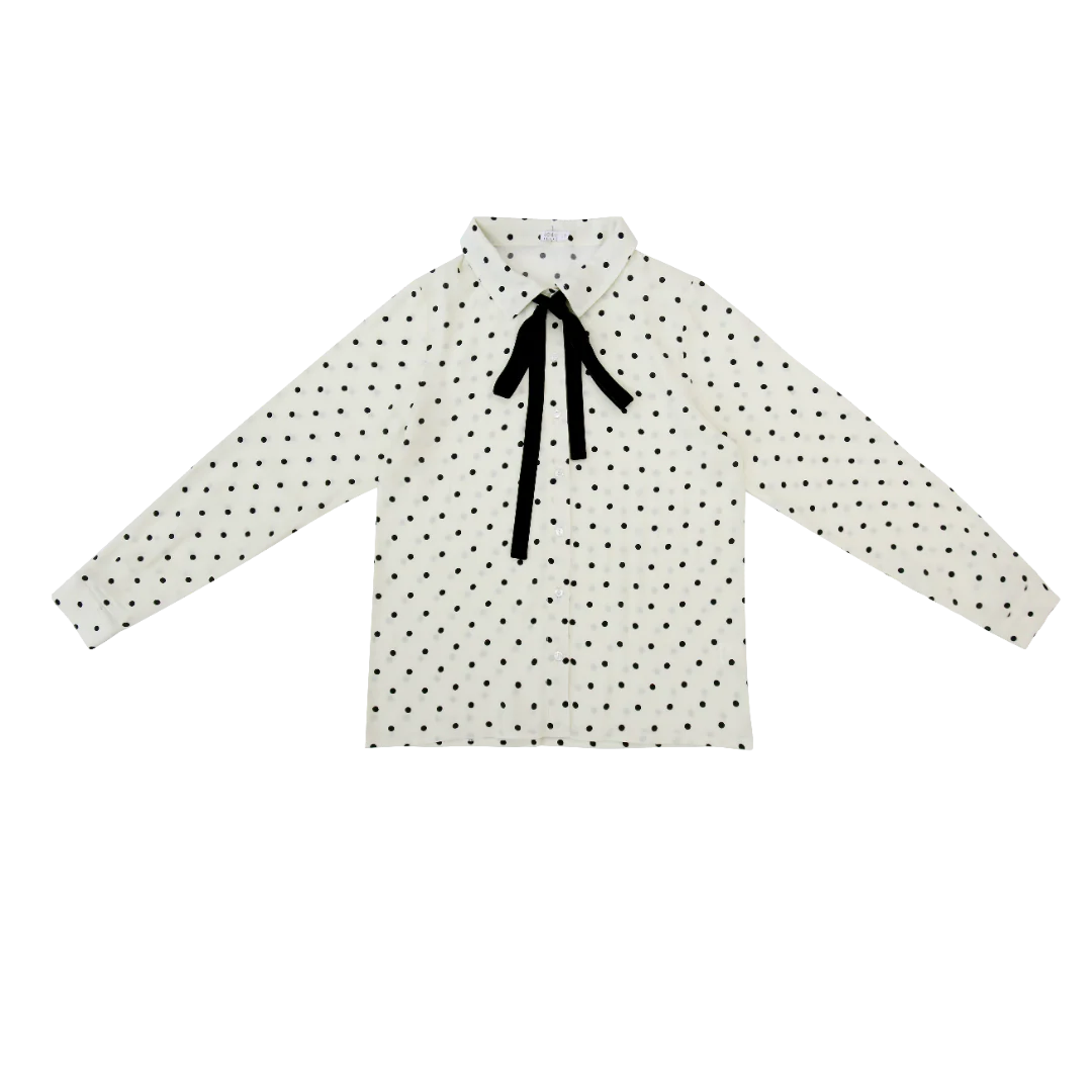 COCO BLANC CREAM/BLACK POLKA DOT BLOUSE